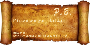 Pissenberger Balda névjegykártya